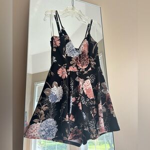 Windsor Black Floral Romper/Dress, Size S